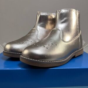 NIB Stride Rite Stella Gold Leather Ankle Boots Big Kid 13.5W Wide